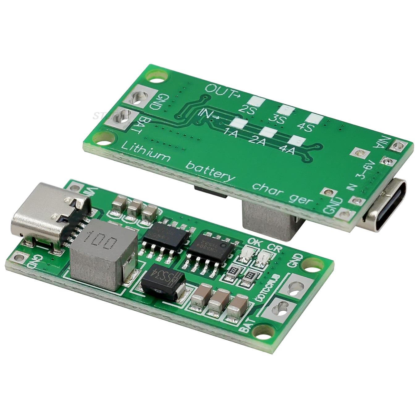

2S 3S 4S Li-ion battery charger battery protection board TypeC USB boost charging board DC3-5V