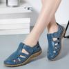 Damen Ledersandalen Lässige Sommer Sandalen mit geschlossenem Zeh Strand Sandalen Flache Bequeme Sneaker
