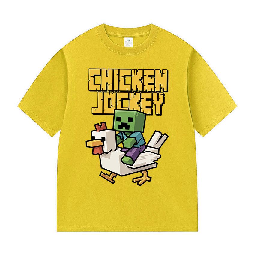 Game Chicken Jockey Funny Graphic T Shirt Men Fashion Cosplay O-Neck Clothing T-shirts Y2k Unisex Retro Oversized Cotton T-shirt