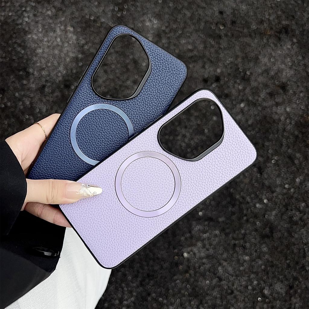 Für Honor 400 Pro 5G (Global) Hülle Kompatibel mit MagSafe PU Leder+TPU Handy-Rückseite