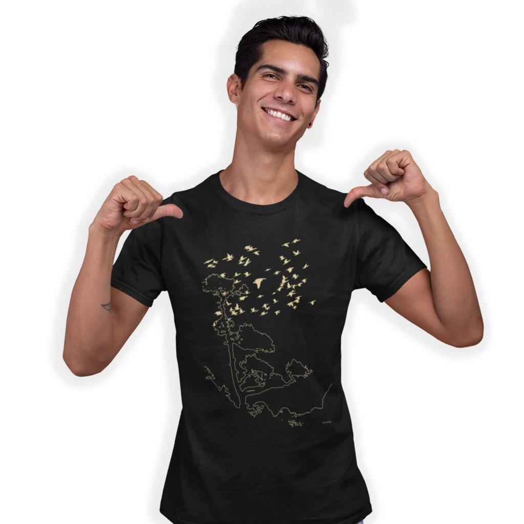 Baum und Vogel Silhouette T-Shirt Vögel im Flug Linienkunst Geburtstagsgeschenk