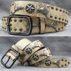 Original Punk Belt Men Women Skull Rivet Snake PU Leather Needle Buckle 105-125cm