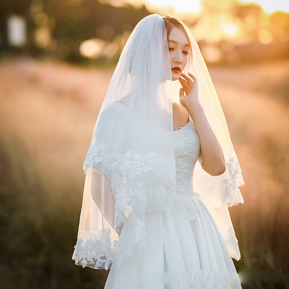 Wedding Lace Bridal Down Bridal Veil with Beautiful and Stylish for and Parties DRASAWEE(JP) Veil, Veil, Two-Tiered Comb, Weddings, Photoshoots,