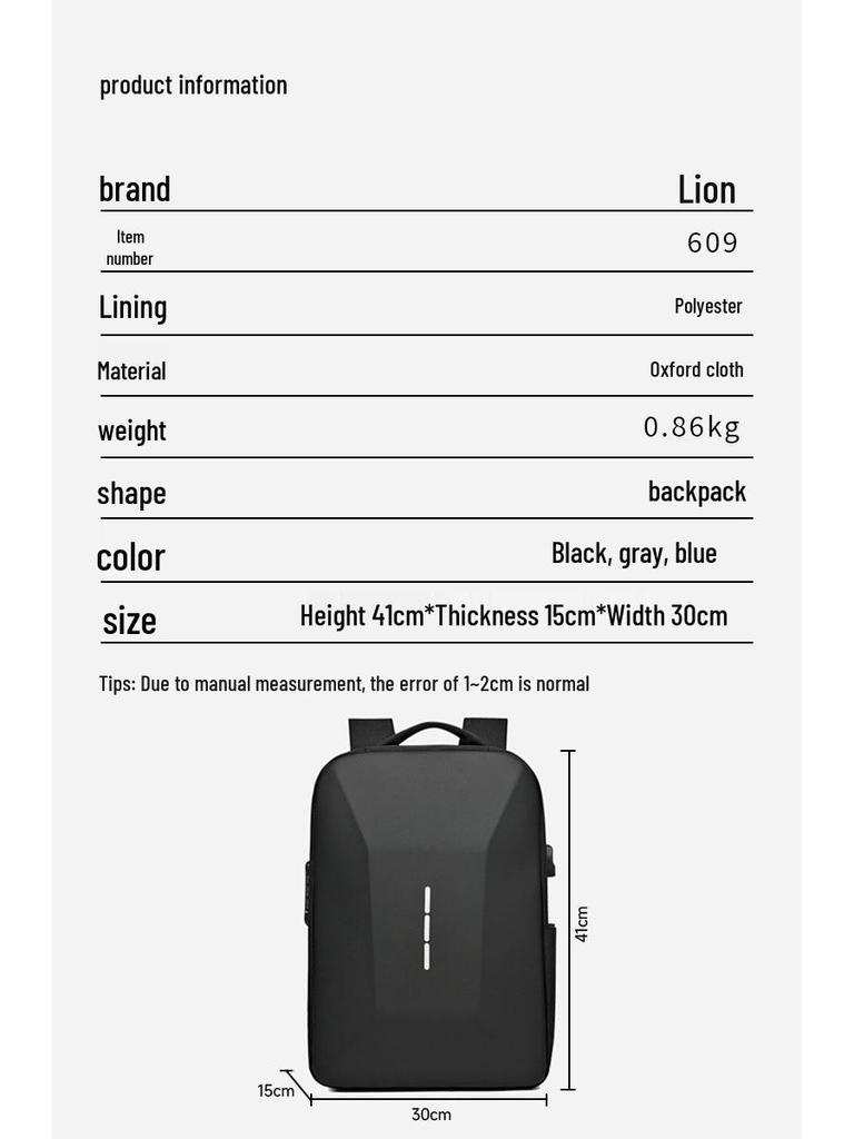 Waterproof Men's High-End Fashion Laptop Backpack for Travel and School with Large Capacity