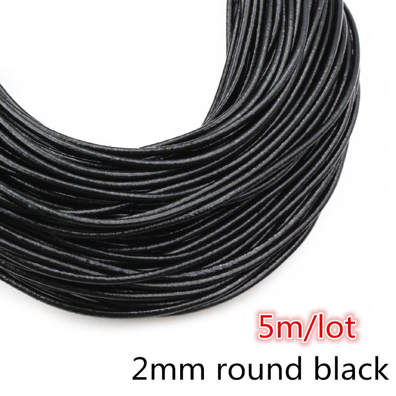 2-5m/lot 1-8mm Genuine Cow Leather Round/Flat Strand Thong Cord DIY Bracelet Findings Rope String For Jewelry Making Accessories