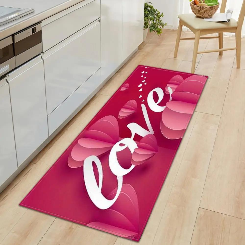Valentine's Day Non-slip Restaurant Pad Home Porch Pad Entrance Door Mat Rectangular Corridor Area Carpet Kitchen Mat