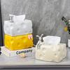 Cheese Shaped Tissue Box Holder Playful White, Yellow Cream Designs, Plastic Material, Perfect for Living Room Decor