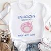 Cartoon T-Shirt 90s Cute Printed Pattern Short Sleeved Casual Style Clothing Travel New Round Neck Regular Versatile White Top
