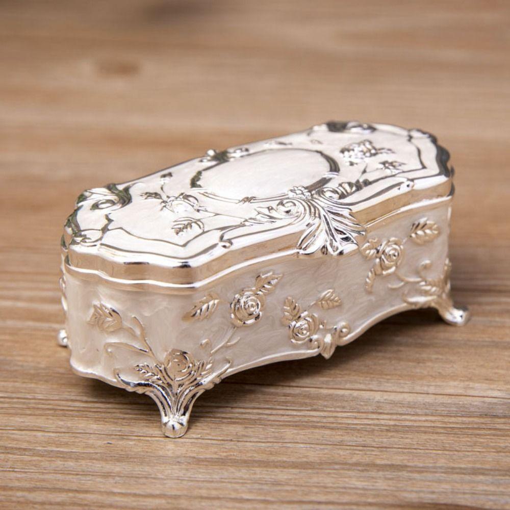 European Jewelry Storage Box Zinc Zinc Zinc Alloy Trinket Case Luxury Cotton Swab Box  Toothpick