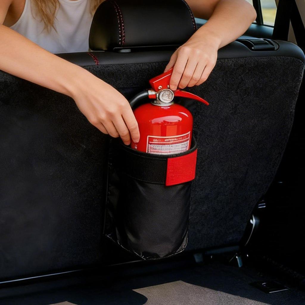 Car F ire Extinguisher Organizer Anti-Slip Trunk Storage Bag, Backseat Storage & Trunk Mount Bracket for Fire Extinguishe Storag
