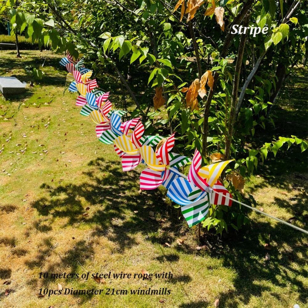 10pcs/set Colorful Arch Corridor Windmill String Windmill  Yard and Garden Stripe 10pcs