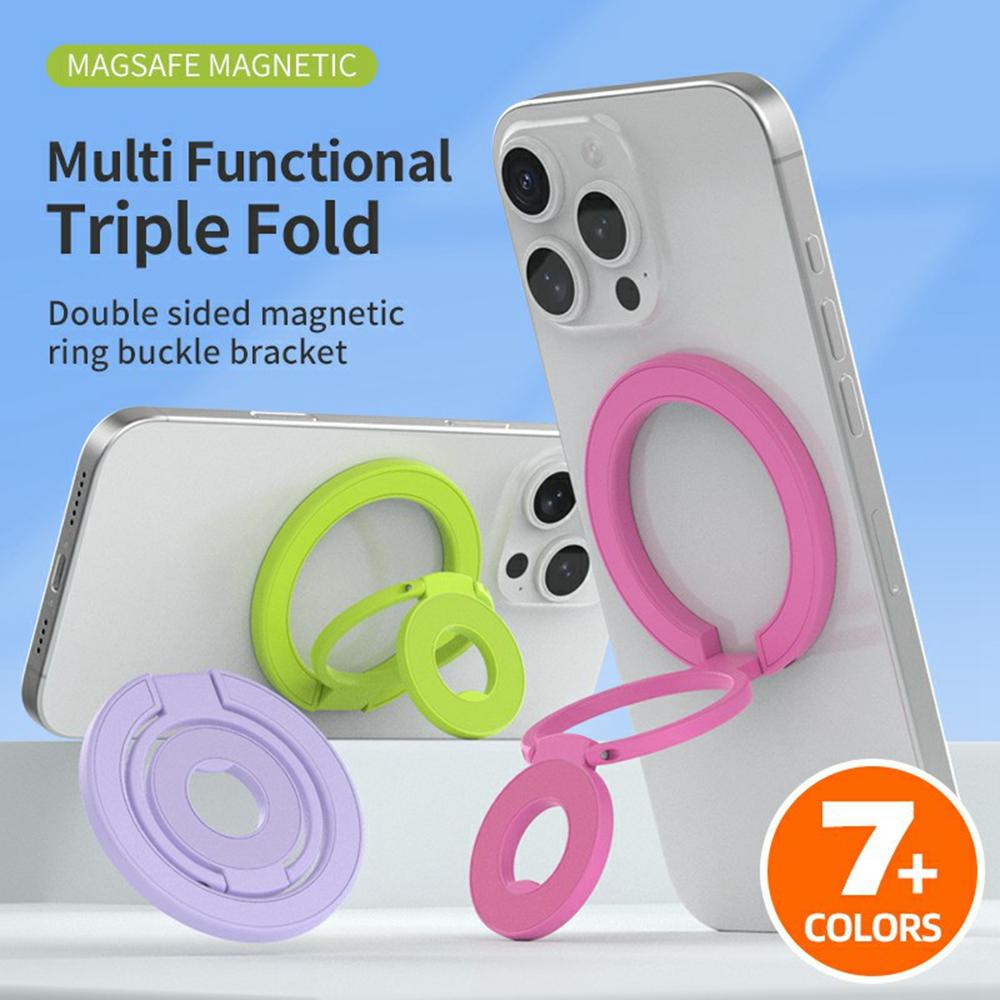 360 Degree Rotation Magnetic Phone Holder Grip Ring Kickstand Foldable Metal Stand