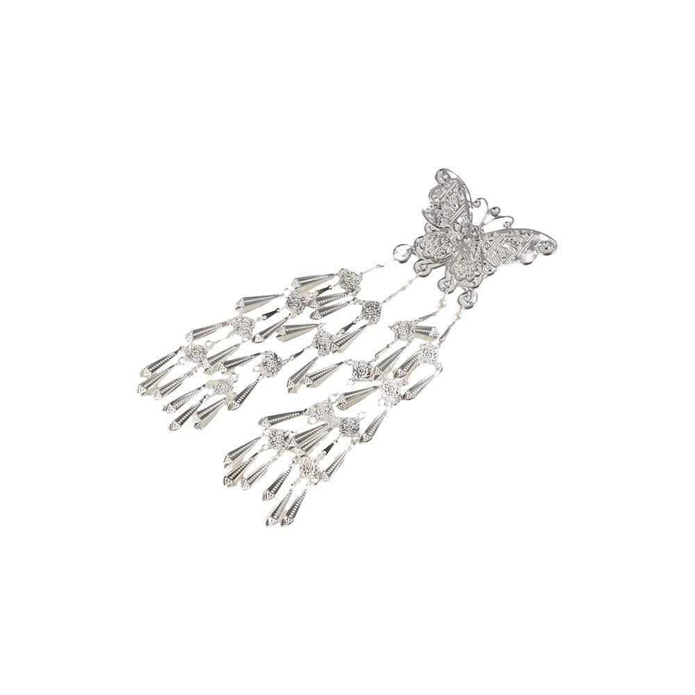 Metal Etnik Stil Başlık hilal ay Hanfu Saç Tokası Hilal Şekli Püsküllü Saç Tokası Kadınlar için