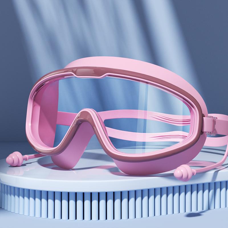 Swimming Goggles with Big Frame HD Lens and Anti-fog Waterproof Swim Goggles for Adults Shower Pool Use by Men Women