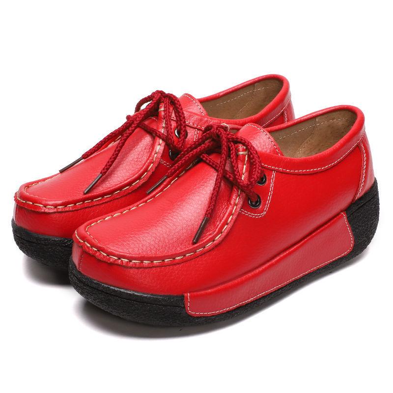 Women's White Leather Cut-Out Wedge Shoes - Thick Soft Sole, Casual Spring/Summer Platform Shoes.