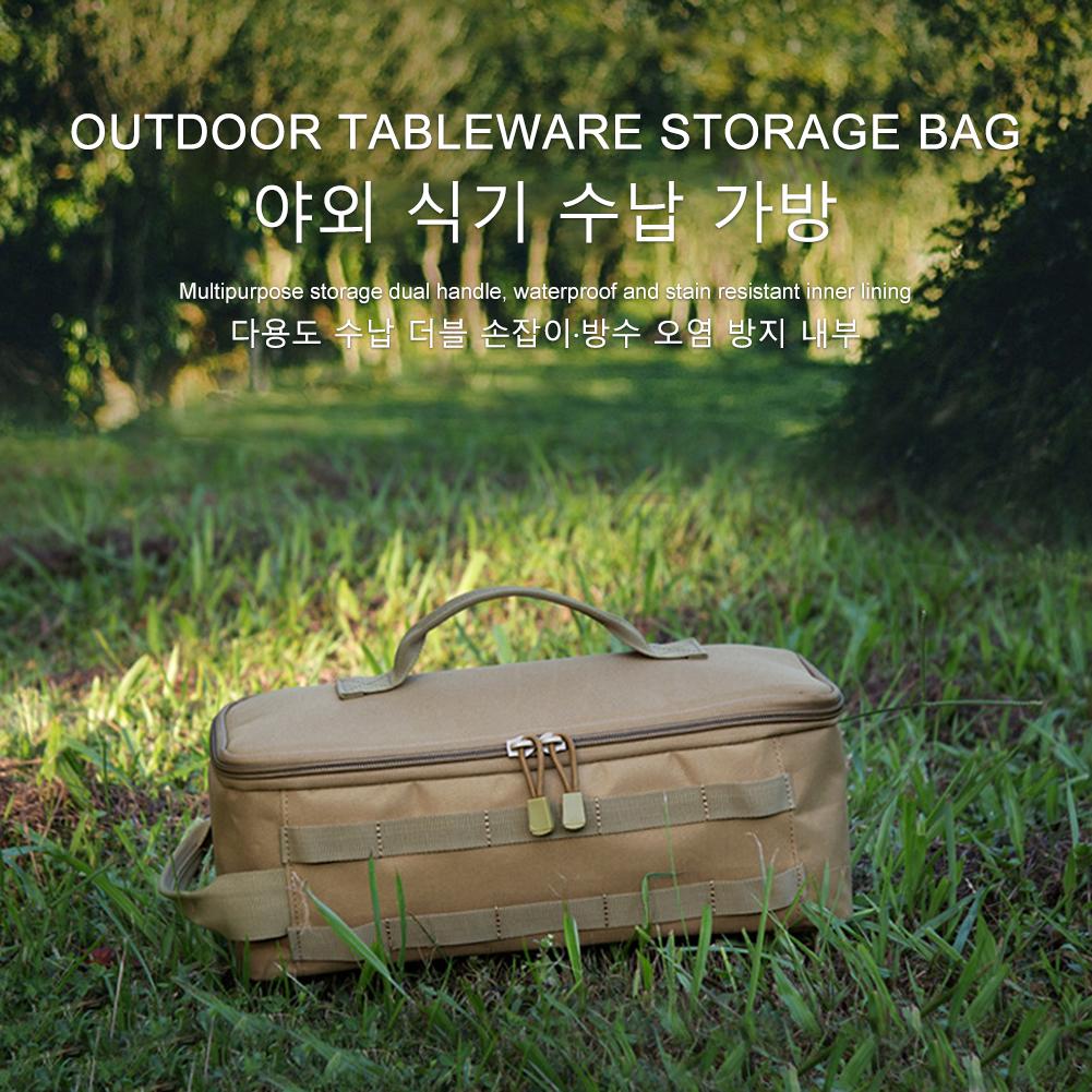Large Capacity Camping Cookware Organizer with Handle Cooker Storage Bag Oxford Cloth Double Zippers for Camping Hiking Travel
