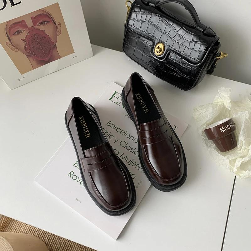 

Модные туфли Мэри Джейн JK Commuter Uniform Loafers Женская обувь в стиле Лолита для девочек Японские школьные готические мокасины для колледжа Кожаные балетки 35 красно-желтовато-коричневый