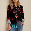 Damen Hemd Bluse Halloween Print Knopf Langarm Lässig Basic Hemdkragen Regulär Top
