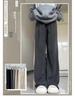 Women's Gray High-Waisted Slimming Wide-Leg Lazy Pants for Spring & Autumn