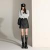 Spicy Maillard Coffee PU Leather Mini Skirt - Sexy, Versatile, Anti-Exposure, Hip-Hugging A-Line for Autumn/Winter
