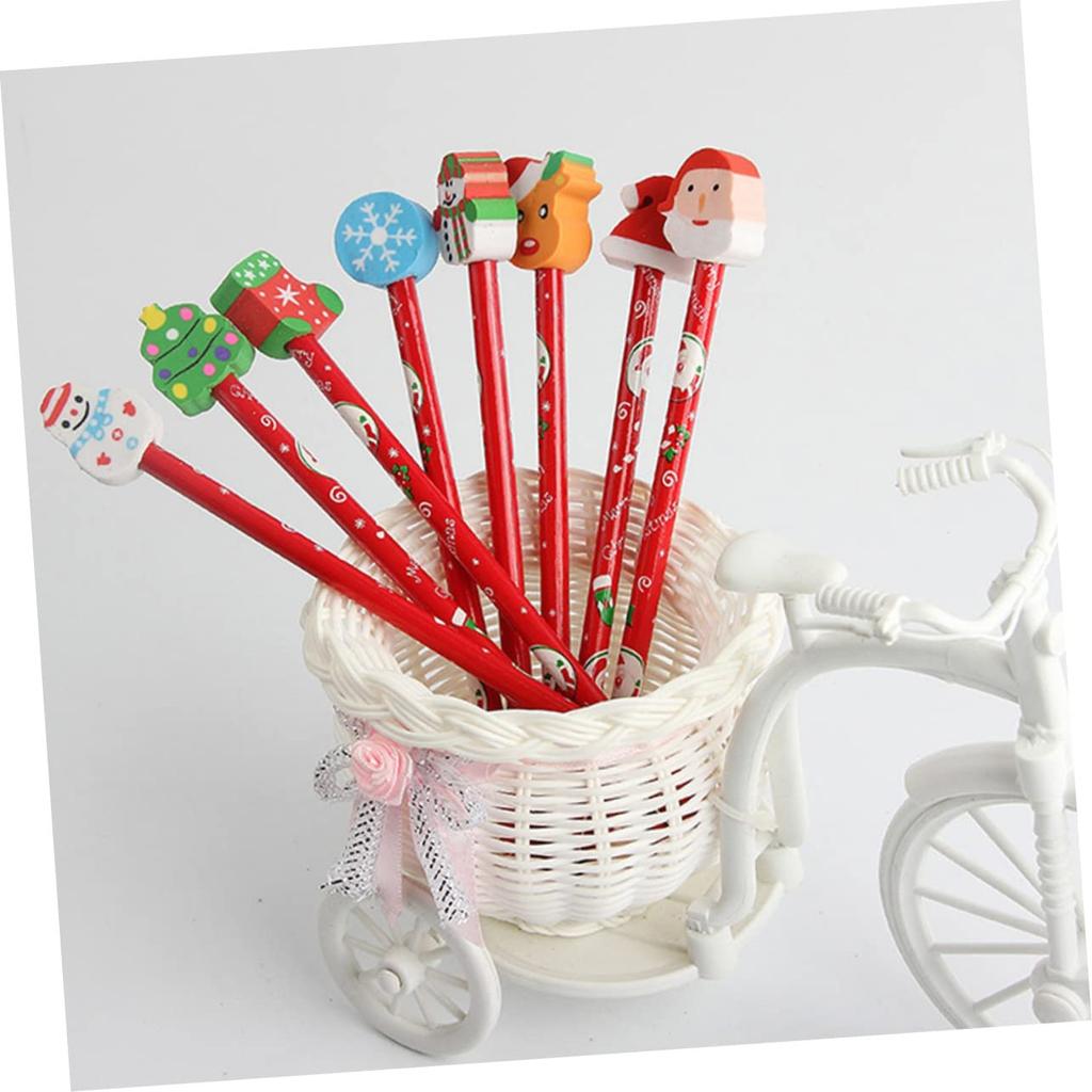 25 Christmas Christmas Kids Christmas Goods Bag Christmas TPR Pencils with Assorted for School Pencils, Stationery, Filler, Eraser, Wooden, Colors,