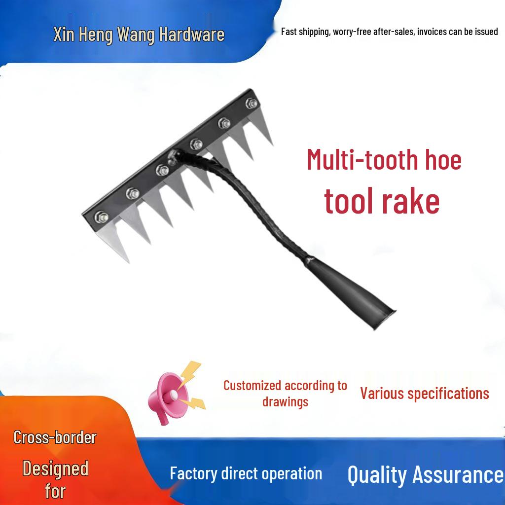 Multi-functional Manganese Steel Garden Rake with Blade for Weeding and Soil Turning