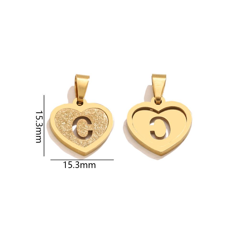 5Pcs/Bag Stainless Steel Gold-plated Heart Letter Pendant DIY Accessory Fashionable Versatile Letter Necklace Pendant