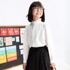 Annil Girls' Stand-Collar Long-Sleeve Cotton Shirt