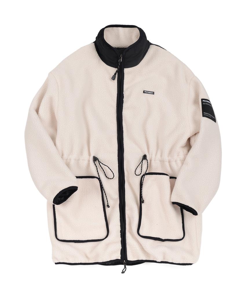Peace Maker Fleece Boa Long Jacket (Ivory)