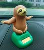 Sloth Solar-Powered Car Ornament - Cartoon Shaking Head Doll, Creative Halloween Gift, Custom Car Accessory