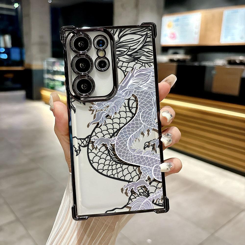 Fashion Dragon Tattoo Art Funda For Samsung S26Ultra Phone Case For Galaxy S25 FE S26 S24 S23 S22 S21 Ultra S20 Plus Clear Cover