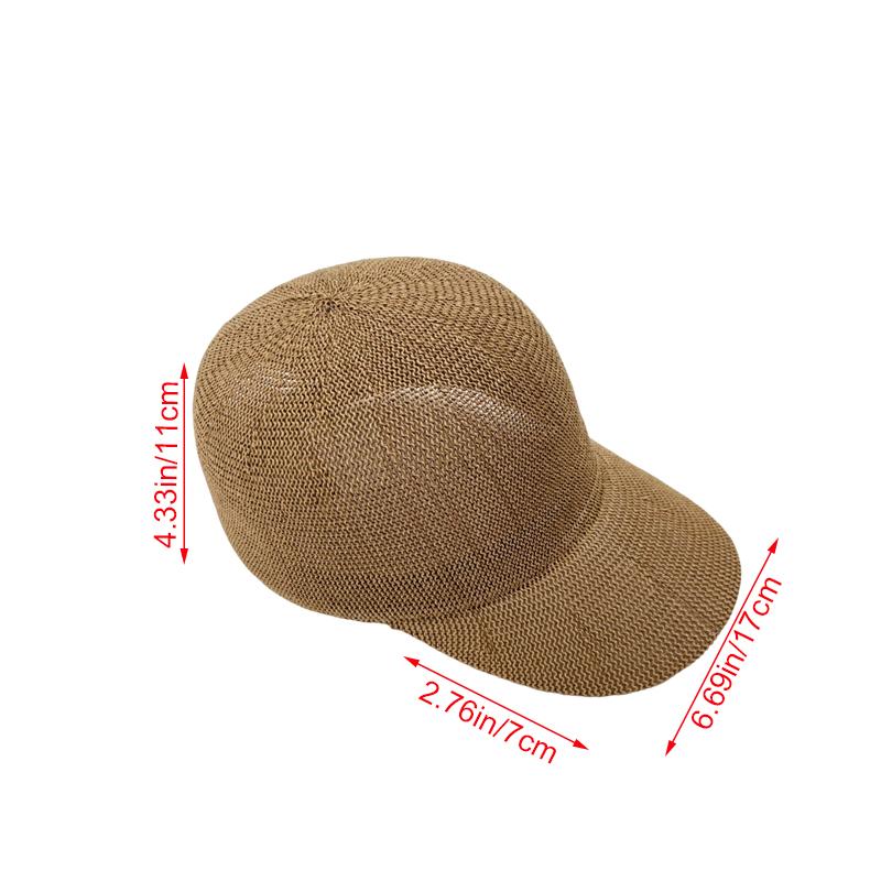 Atmungsaktive Sommer-Stroh-Baseballkappe für Herren und Damen, Outdoor-Papier-Sonnenhüte, einfarbig, verstellbarer Schattenspender, Strandhüte