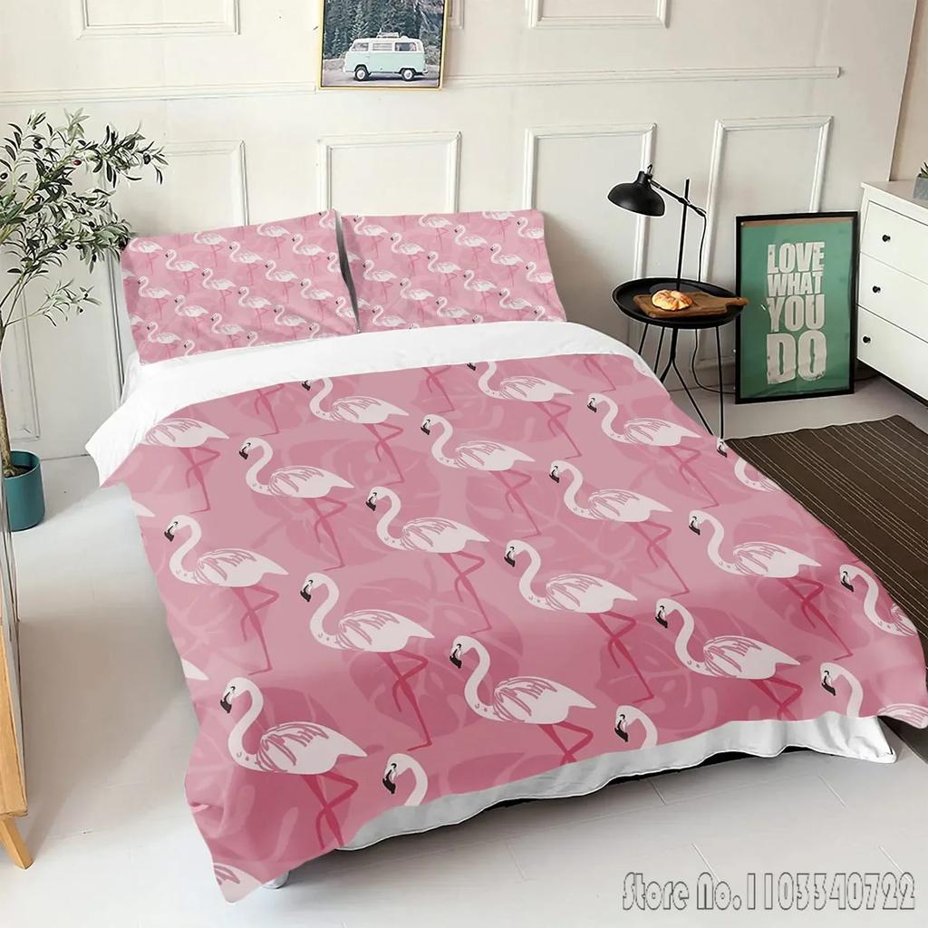 Comforter Flamingo Cartoon Love Child Hd Comforter Bedclothes For Kids Bedding Sets Bedroom Decor
