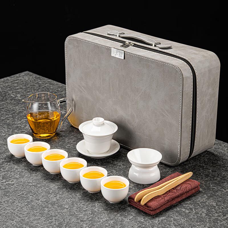 Lainuo 9-Piece Lamb Fat Jade Porcelain Tea Set