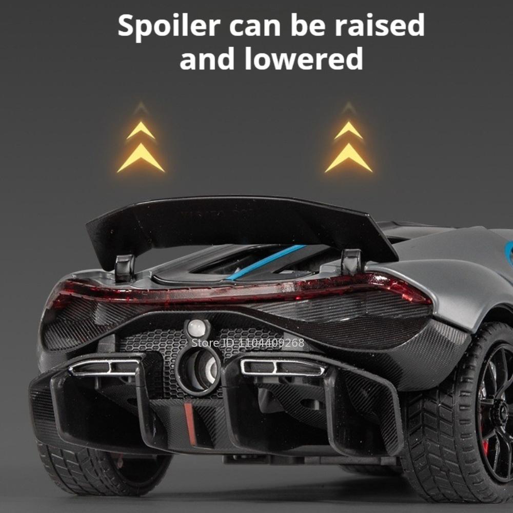 1:24 Scale Tourbillon Senna Car Model Toy Metal Diecast Doors Opened Sound Light Supercars Models Spray Cars Gifts for Children