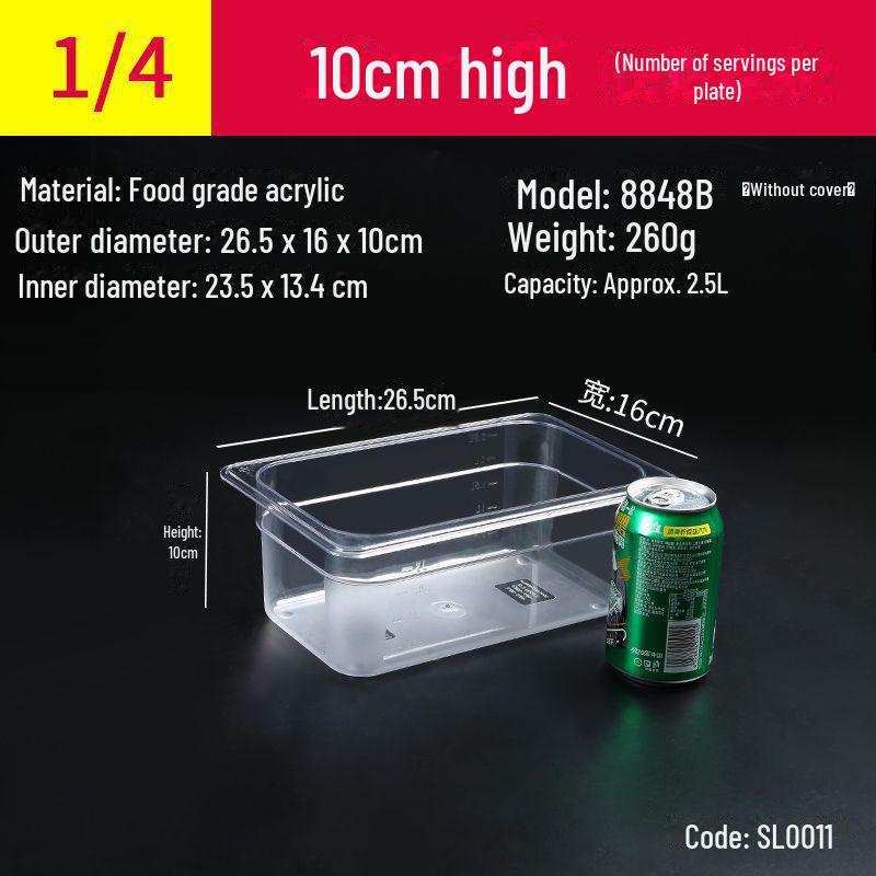 Transparente rechteckige Acryl-Heißtopfschale und Frischhalte-Obst-Auslagebox