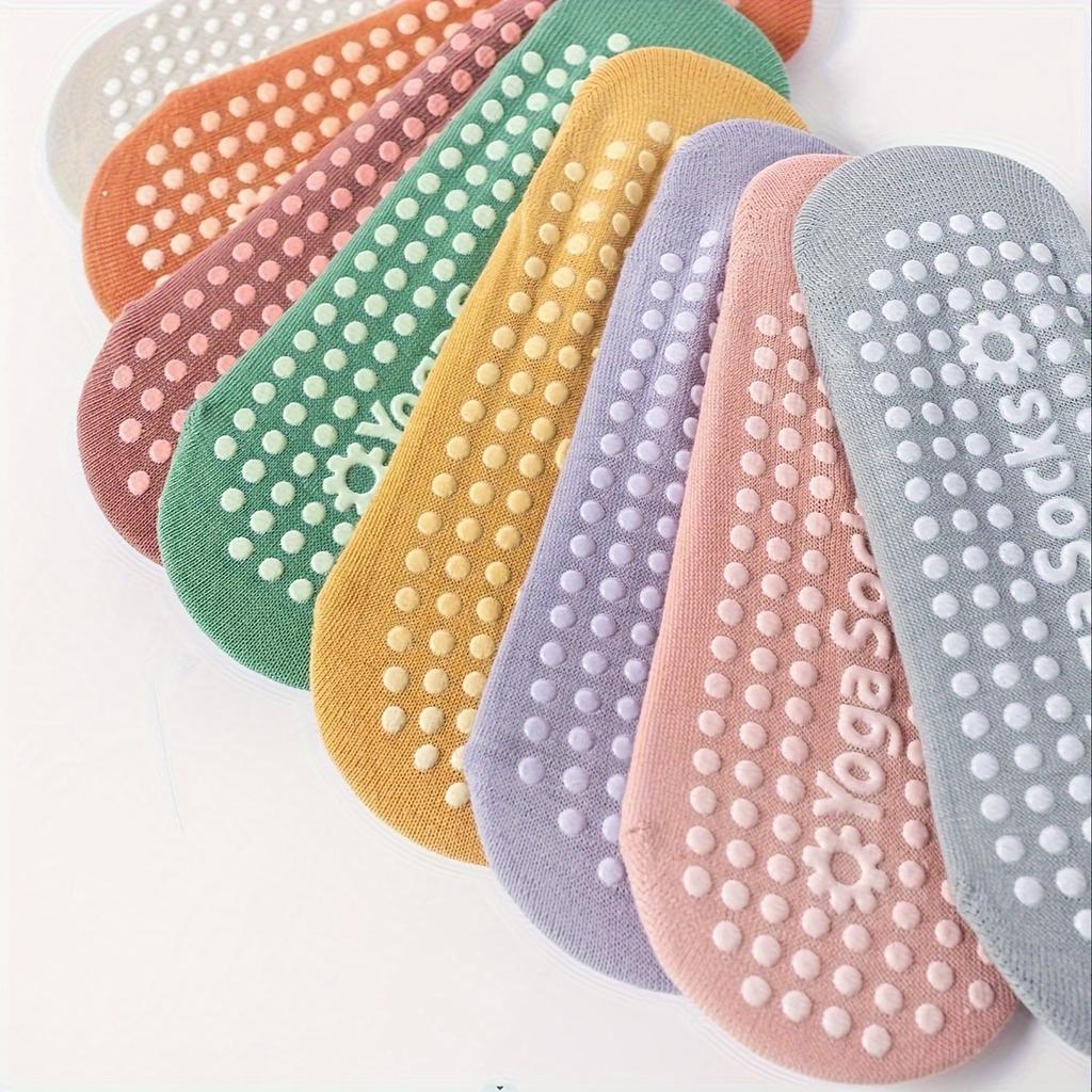 8 Pairs of Mix Color Yoga Socks, Breathable Low Cut Non-slip Grips Sports Socks for Pilates Barre Ballet