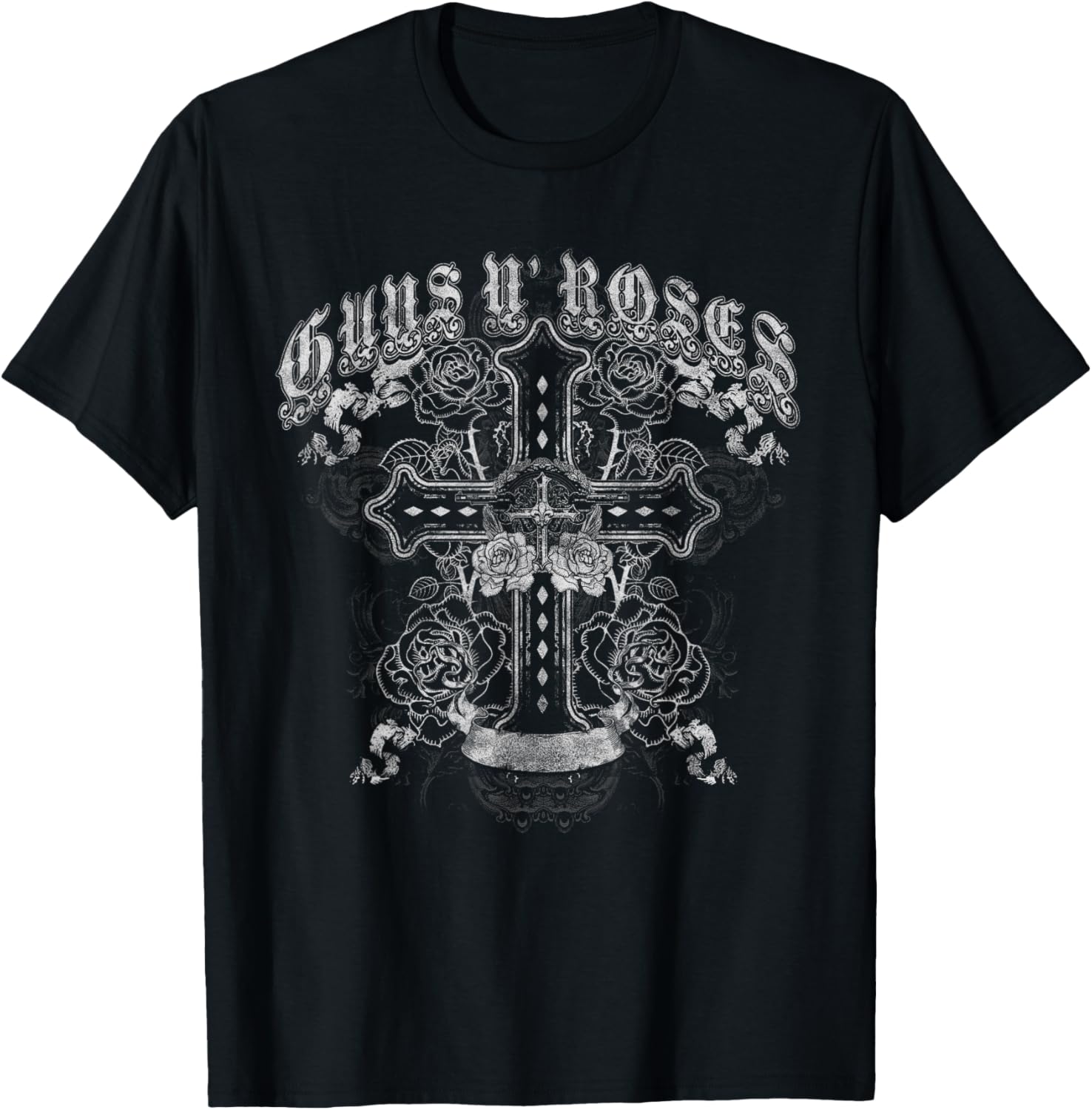 Guns N Roses Official Vintage White Cross T-Shirt Small S разноцветный