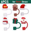 6-60pcs Christmas Silicone Straw Tips Drinking Dust Cap Splash Proof Plugs Cover Cup Accessories 8-10mm Straw Sealing Tools