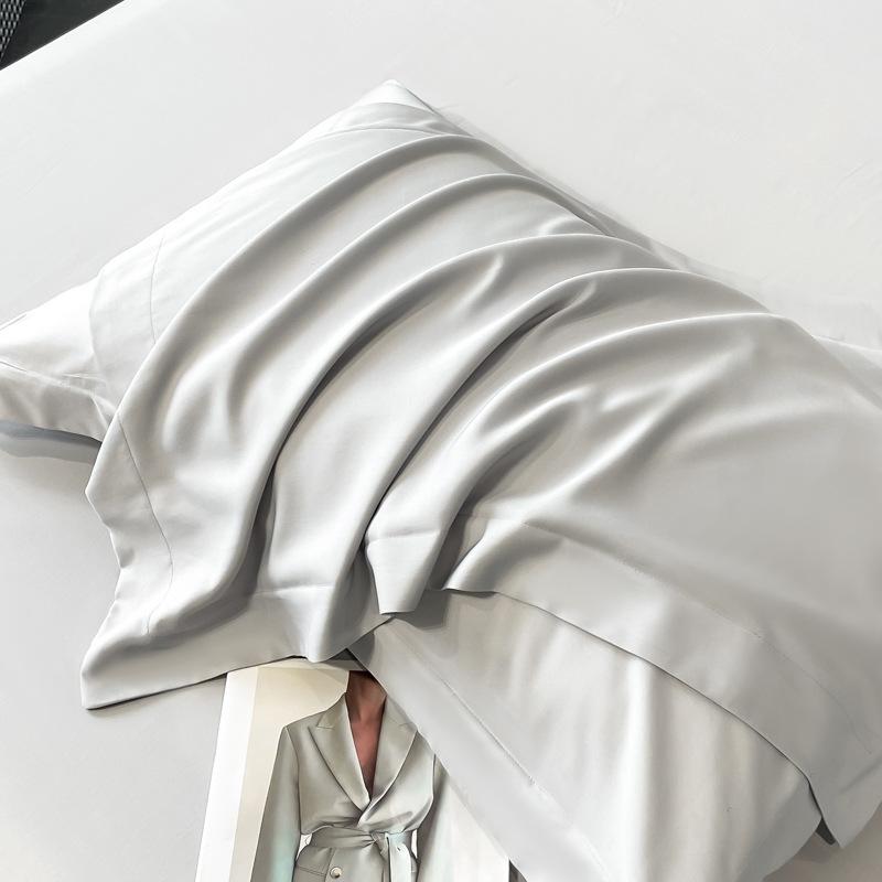Solid Color Class A Tencel Pillowcase Ice Silk Cool Silk Pillow Towel Pillowcase 48X74cm 48cmx74cm (one pack) светло-серый