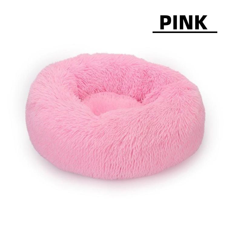 Dropshipping Long Faux Fur Pet Bed Comfortable Waterproof Plush Donut Round Dog Bed Soft Washable Cat Bed Removable Pet Cushion