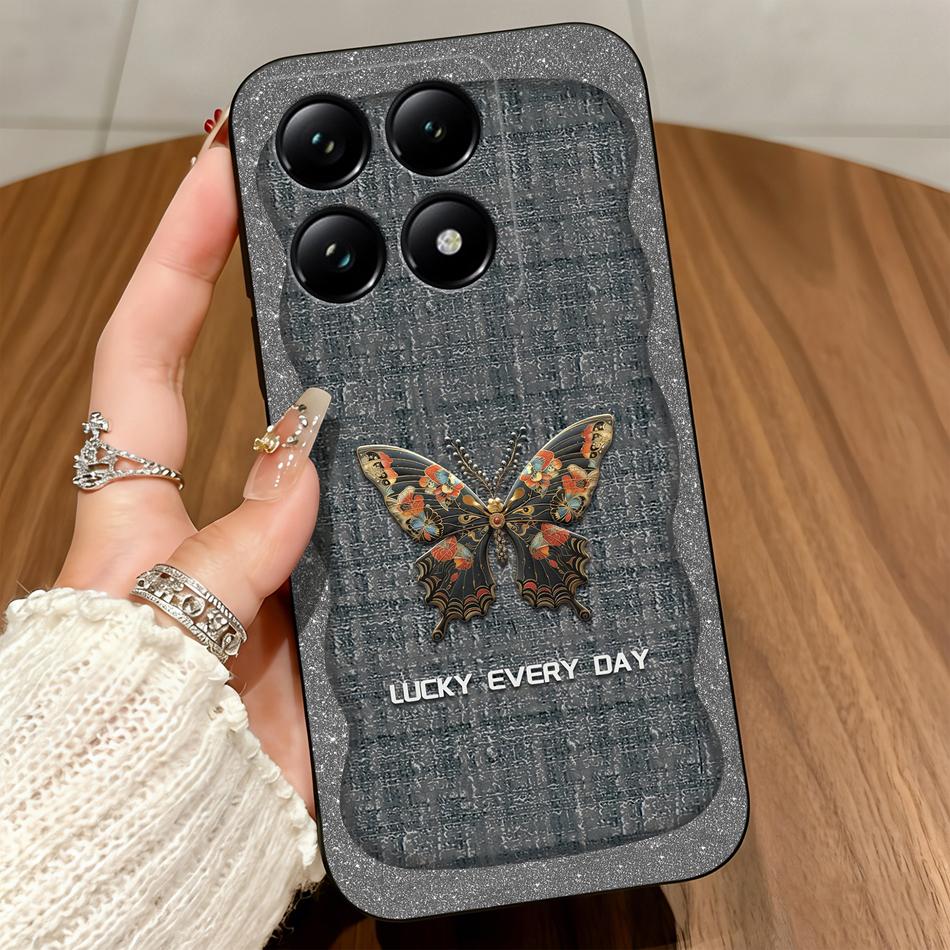 

For Xiaomi 14T Pro Case For Xiaomi 15T Pro Lucky Butterfly Phone Back Cover Soft Matte Untra Thin Protective Black Funda Xiaomi 15T&Matte Silicone