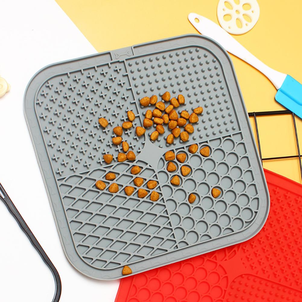 Silicone Pet Licking Pad With Suction Square Round Lick Mat Cat Dog Slow Food Bowl Dogs Slow Feeder Pet Supplies
