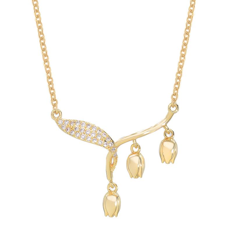 Lily Of The Valley Necklace Women'S Light Luxury Natural Premium Versatile Micro-Inlaid Flower Pendant Delicate Clavicle Chain