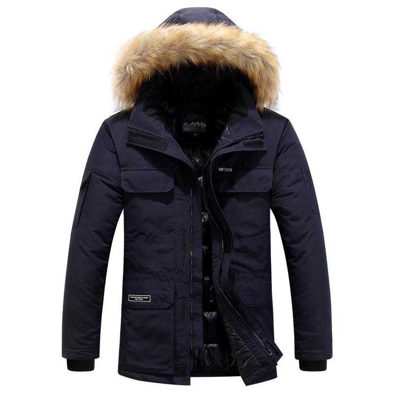 Winter Fur Hooded Parkas Men Duck Down Snow Jacket Windproof Coats Thickened -30 Degree Keep Warm Outdoor Outerwear