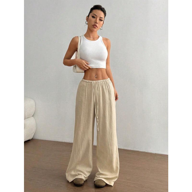 

DAFIFY Женские модные повседневные однотонные брюки с высокой талией и принтом, брюки и капри XL абрикосовый