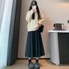 American Retro Plus Size Pleated Wool Skirt - Fashionable Academic Style, High Waist Slimming Design for Trendy Women