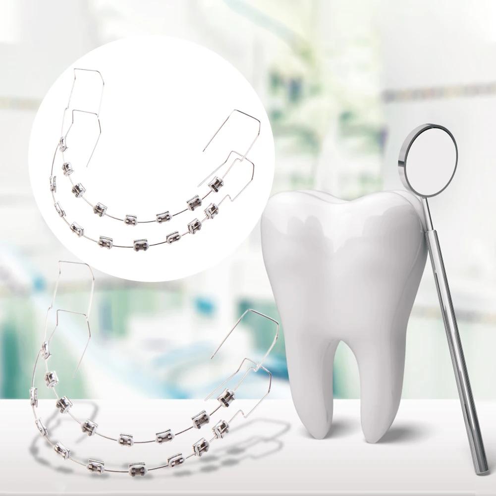 1 Pair Temporary Tooth Decoration Dental Fake Braces with Metal Wires & Bracket Dental Metal Bracket Dental Tool for Tooth Decor