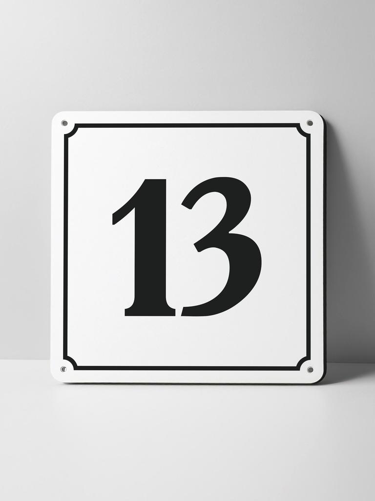 Metal Sign Black House Number On White Background Outdoor Wall Art Decor