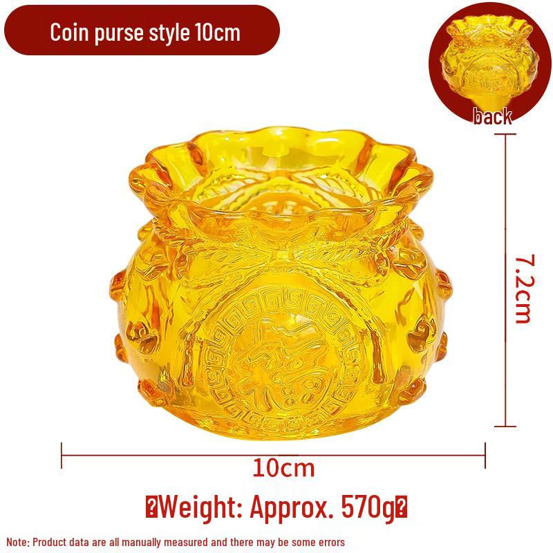 Crystal Treasure Bowl: Glazed Wealth Attraction Decoration for Living Room, Entryway, Shop Opening, and Housewarming Gift